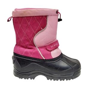 Sporto Pink & Black Waterproof Rain/Snowboots Big Girls Size Large (4-5)